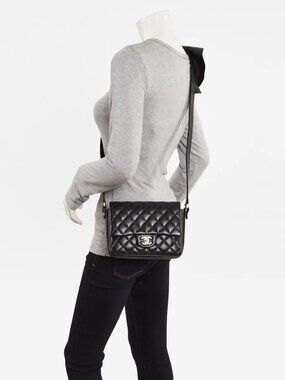 Chanel Black Quilted Lambskin Leather Bolero De Chanel Bag